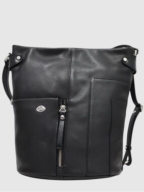 THE TREND- 583307- Genuine  Black Leather Shoulder Bag - Crossbody